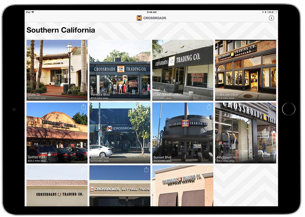 Crossroads app on an iPad